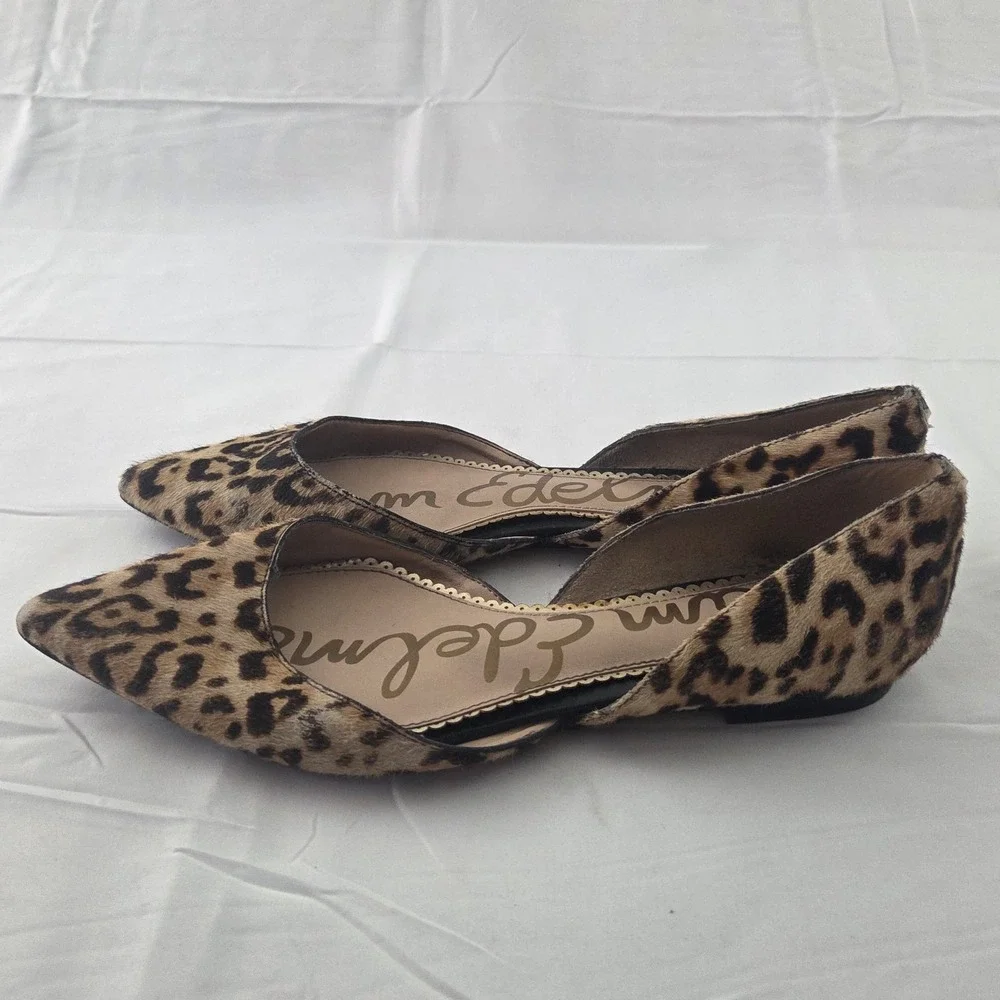 Sam Edelman Flats Womens 7.5 Calf Hair Animal Print Pointed Toe D'Orsay Shoes